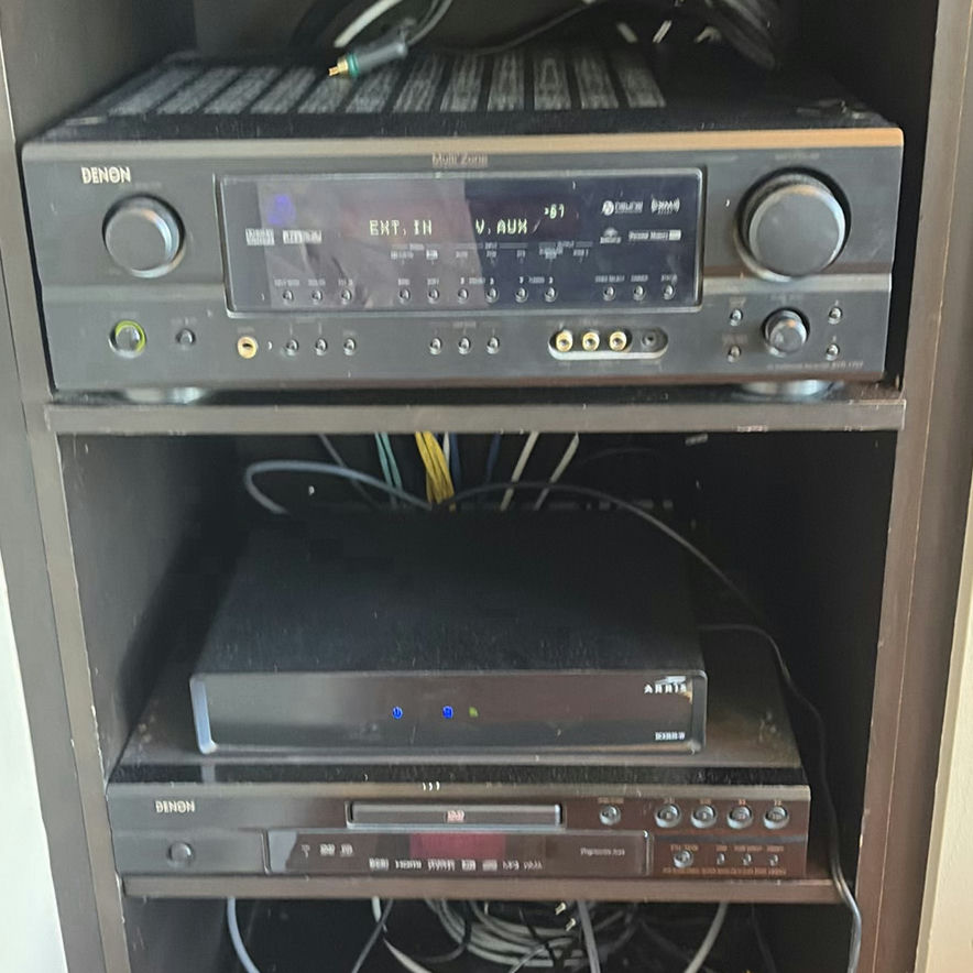 Denon AVR-1707 AV Surround Receiver with DVD Player, Remotes, and Manual - image 1 of 8