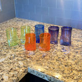 Set of Six Colored Handblown Glass Tumblers - thumbnail 1 of 7