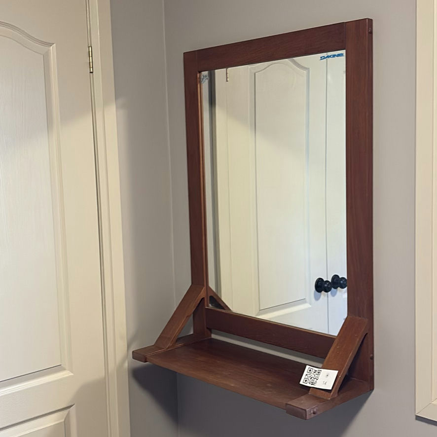 Wood Framed Wall Mirror With Shelf - image 4 of 7