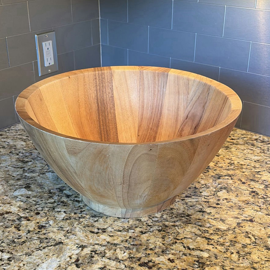 Wood Salad Bowl Set with Wooden and Stainless Steel Serving Utensils - image 5 of 13