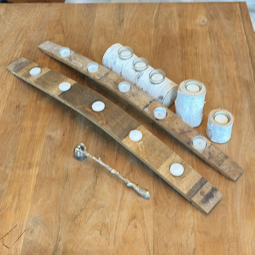 Wood Candle Holders and Metal Candle Snuffer - image 1 of 12