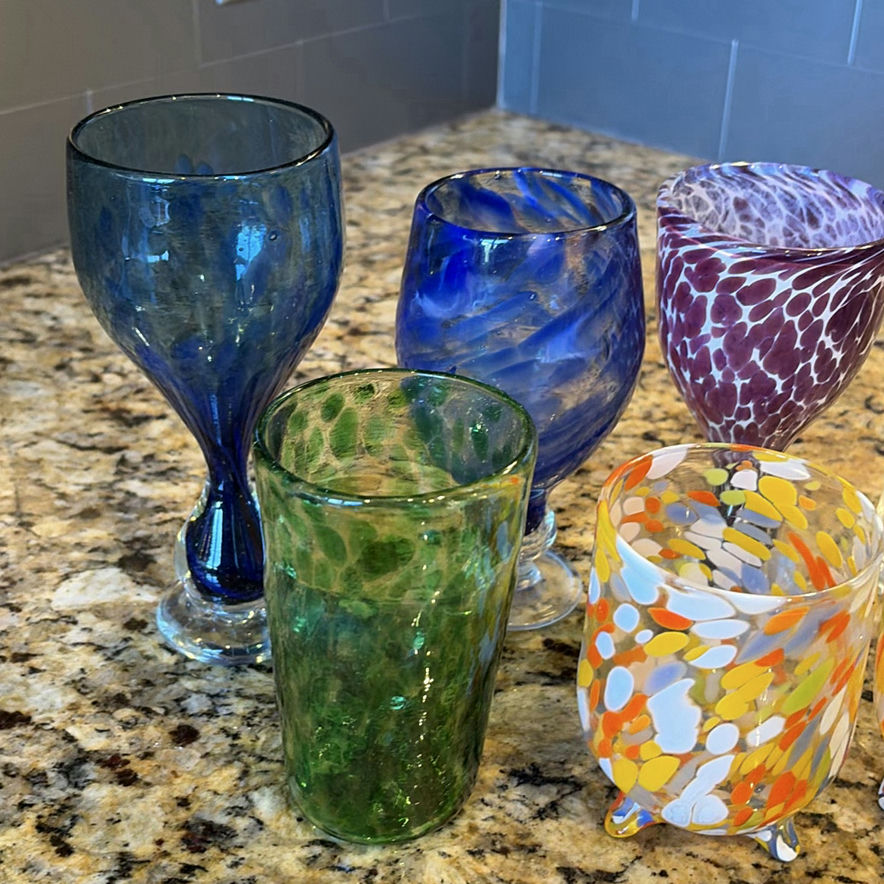 Assorted Hand-Blown Glass Cups and Decorative Glassware - image 2 of 10