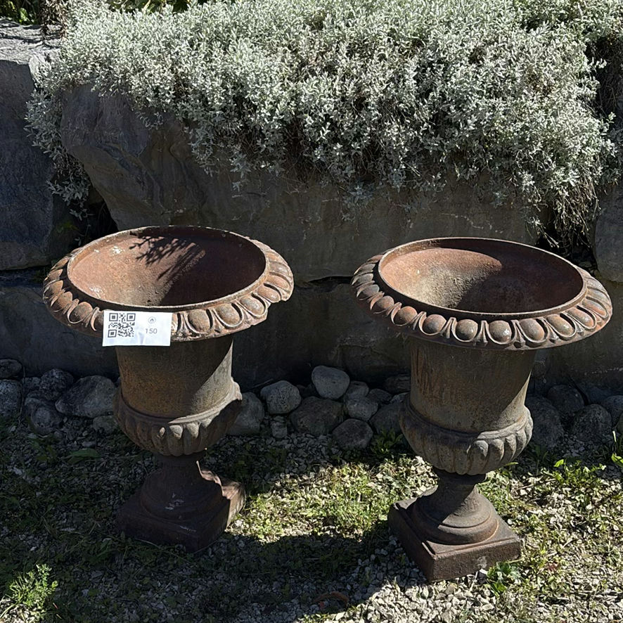 Pair of Cast Iron Garden Urns - image 1 of 12