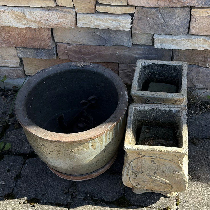Large Ceramic Planter and Two Decorative Square Planters - image 9 of 9