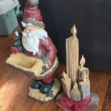 Wooden Santa Claus Figurine and Decorative Candle Sculpture - thumbnail 7 of 9