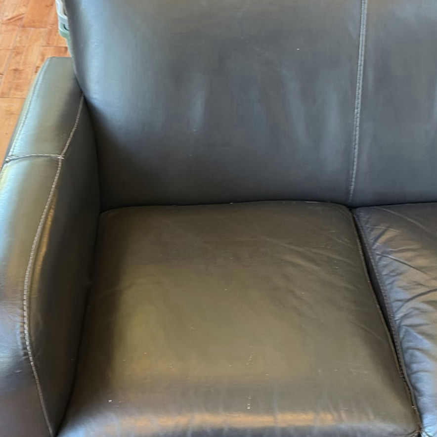Black Three-Seat Leather Sofa - image 11 of 18