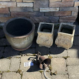 Large Ceramic Planter and Two Decorative Square Planters - thumbnail 1 of 9