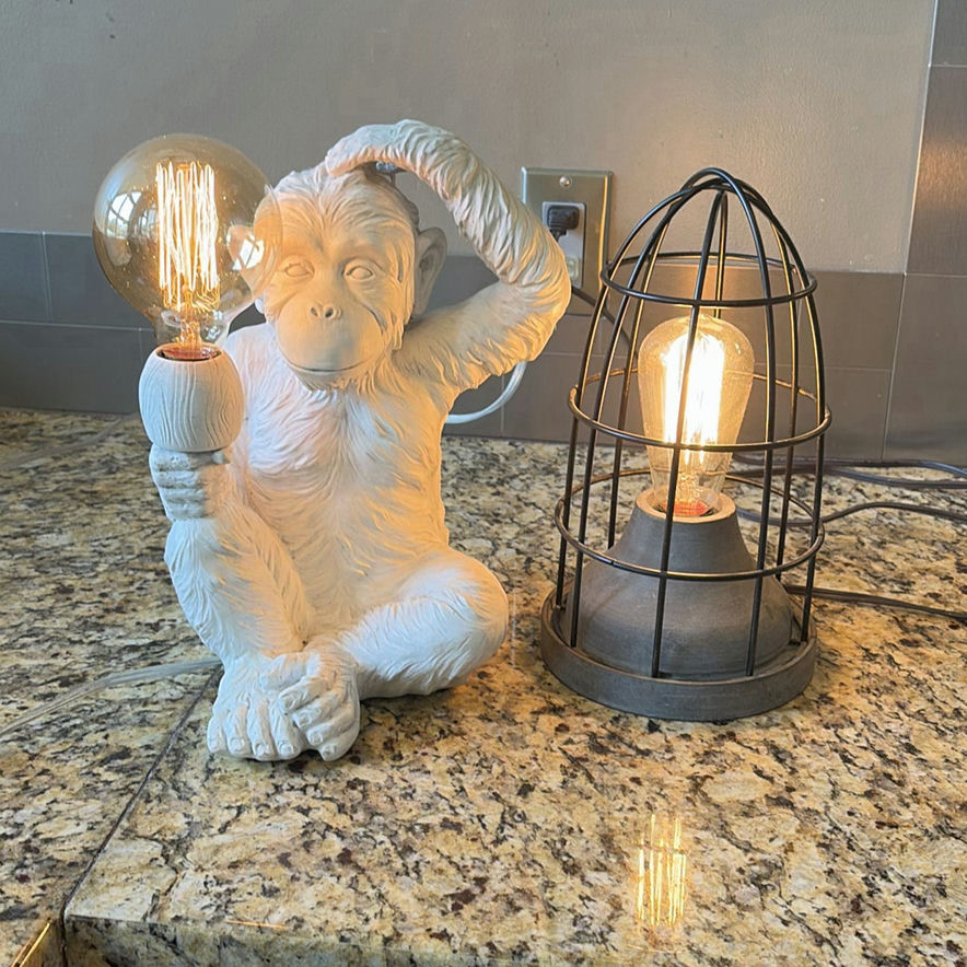 Monkey Table Lamp and Cage Style Lamp - image 1 of 9