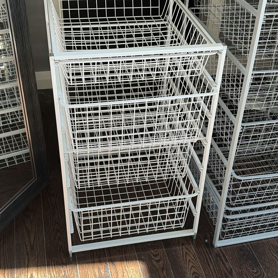 Framed Floor Mirror and Wire Basket Storage Drawer Units - image 4 of 9