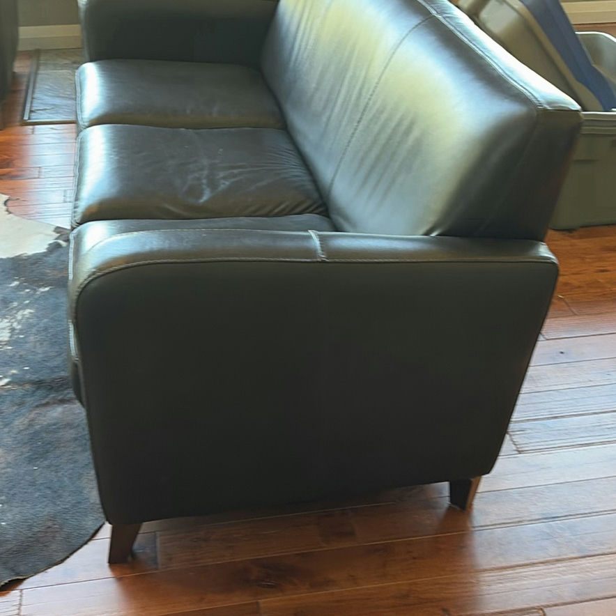 Black Three-Seat Leather Sofa - image 4 of 18