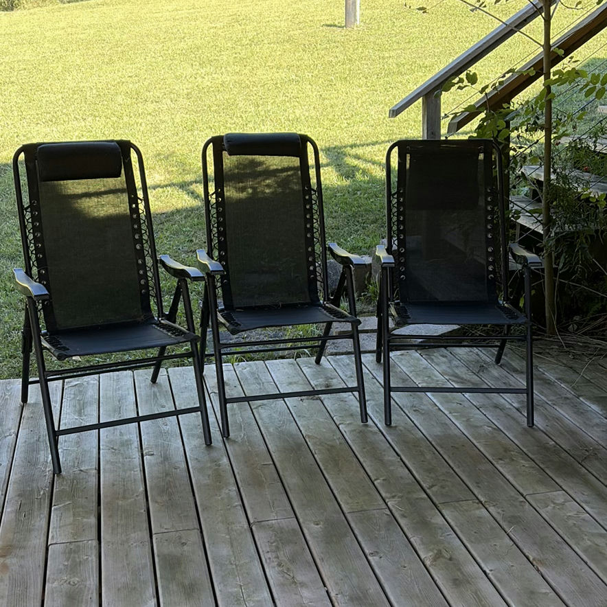 Three Black Reclining Patio Chairs - image 1 of 10