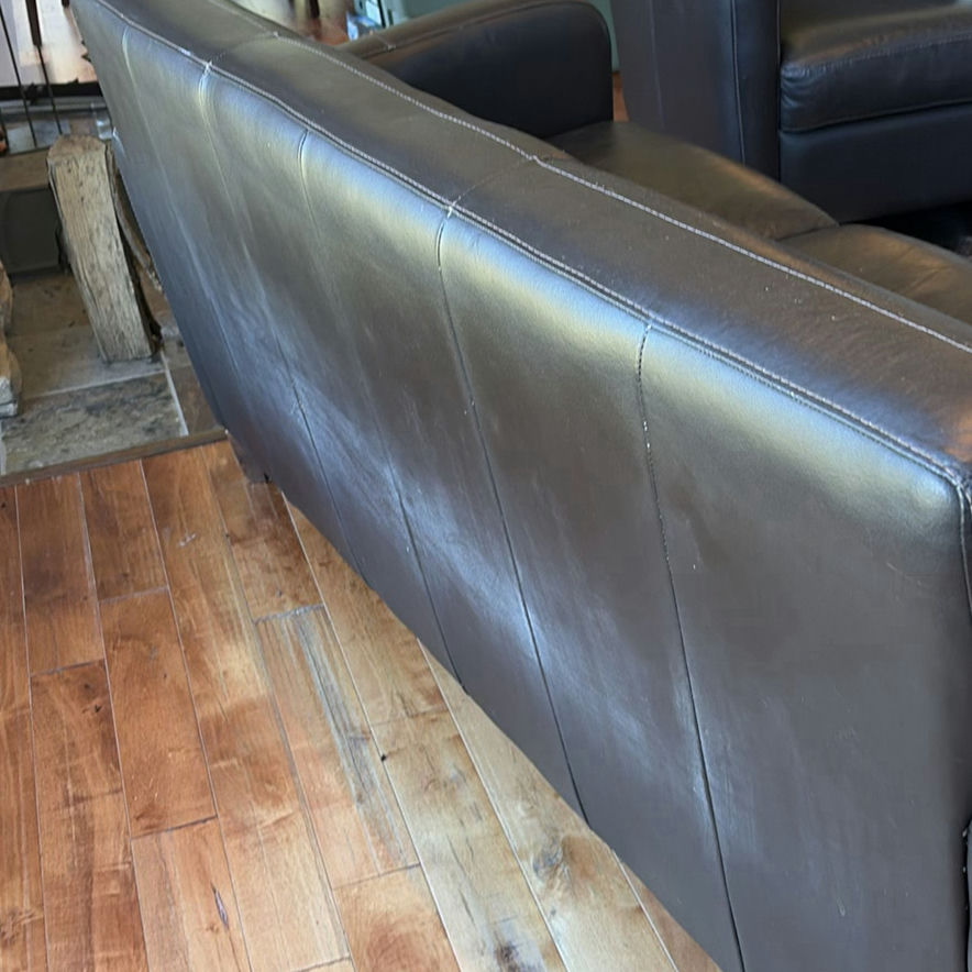 Black Leather Three-Seat Sofa - image 12 of 15