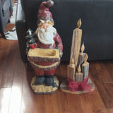 Wooden Santa Claus Figurine and Decorative Candle Sculpture - thumbnail 1 of 9