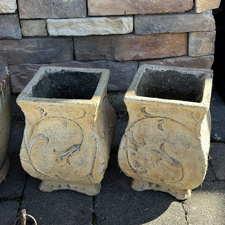 Large Ceramic Planter and Two Decorative Square Planters - image 4 of 9