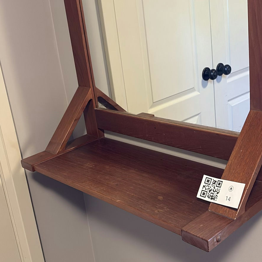 Wood Framed Wall Mirror With Shelf - image 3 of 7