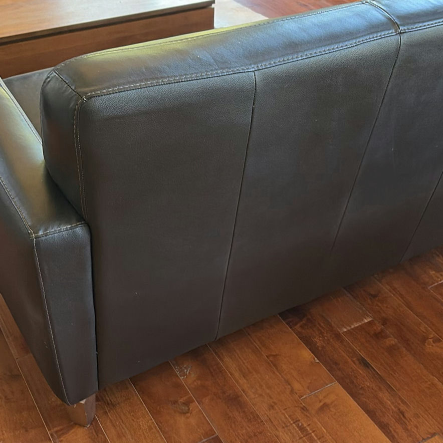Black Three-Seat Leather Sofa - image 8 of 18
