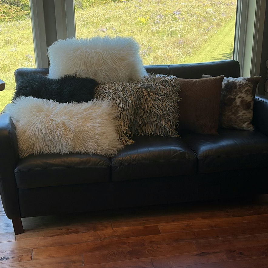 Decorative Faux Fur and Leather Throw Pillows - image 1 of 15