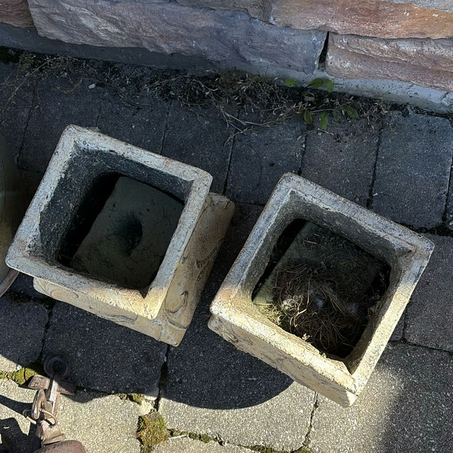 Large Ceramic Planter and Two Decorative Square Planters - image 5 of 9