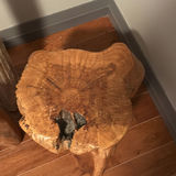 Wood Carved Sculpture and Two Rustic Wood Stools - thumbnail 3 of 13