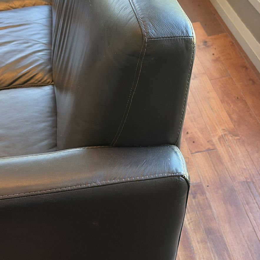 Black Leather Three-Seat Sofa - image 8 of 15