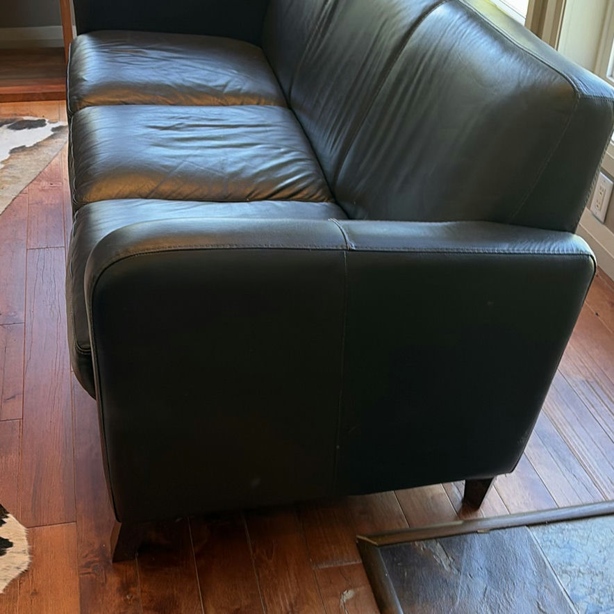 Black Leather Three-Seat Sofa - image 2 of 15