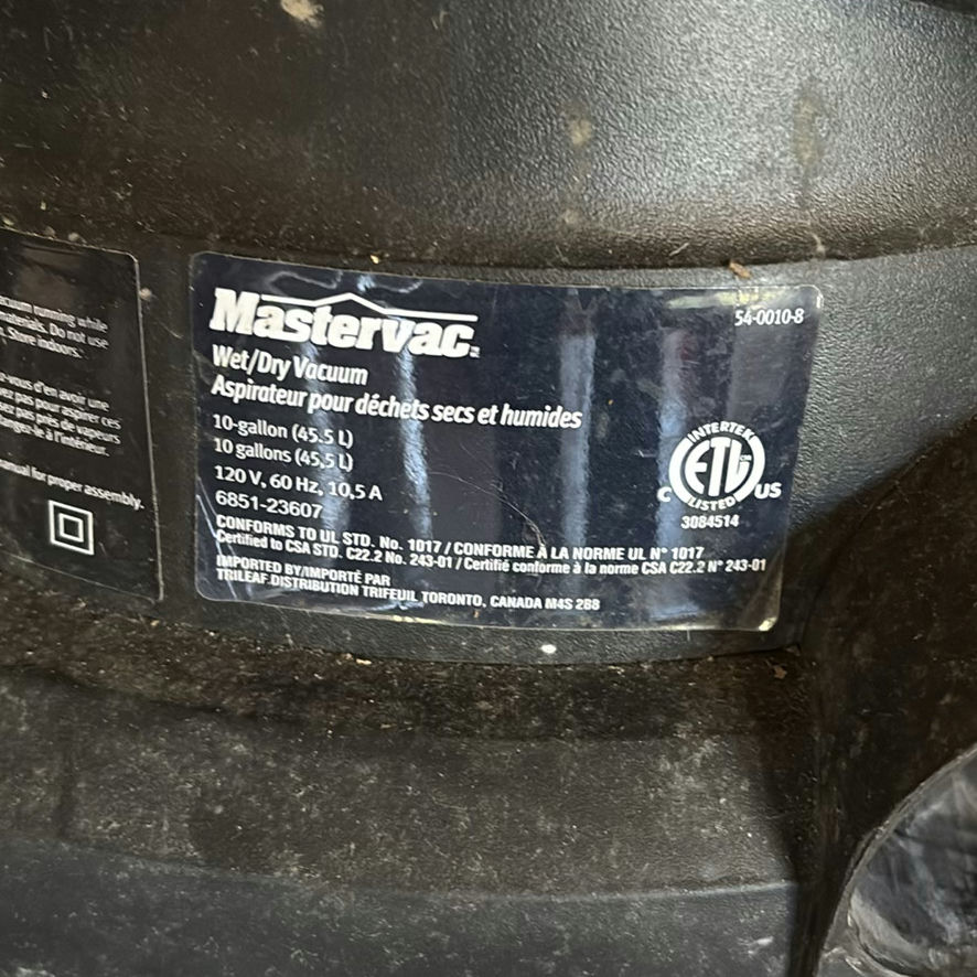 Mastervac 10-Gallon Wet/Dry Vacuum - image 3 of 6