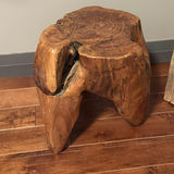 Wood Carved Sculpture and Two Rustic Wood Stools - thumbnail 7 of 13