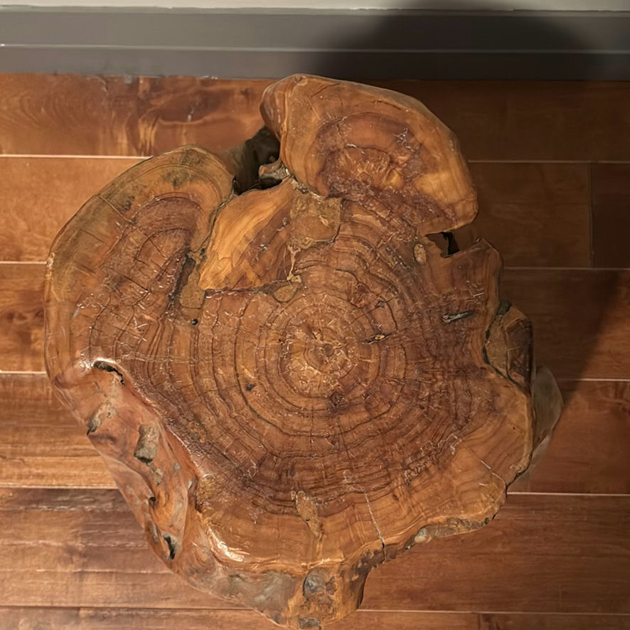 Wood Carved Sculpture and Two Rustic Wood Stools - image 6 of 13