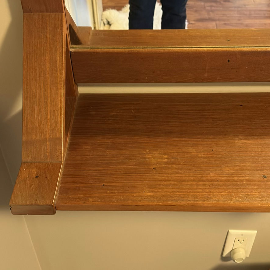 Wood Framed Wall Mirror With Shelf - image 5 of 7