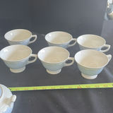 Blue and White Dinnerware Set with Plates, Cups, Teapot, and Creamer - thumbnail 9 of 12
