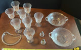Frosted Glass Stemware, Bowls, Tray, and Shakers - thumbnail 1 of 6