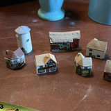 Ceramic Miniature Houses, Glass Bowls, Pitcher, Vase, and Decorative Tile - thumbnail 3 of 10