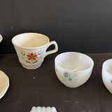 Assorted Vintage Floral Milk Glass Serving Trays and Tea Set Pieces - thumbnail 6 of 9