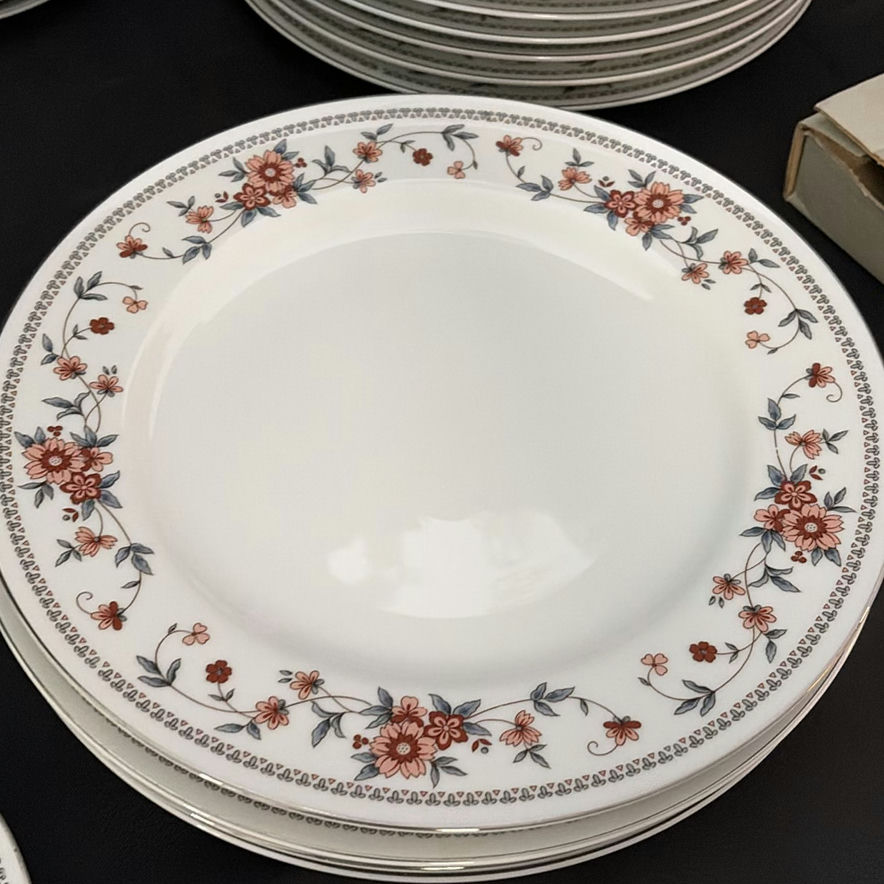 Floral Pattern Dinnerware Set with Plates, Cups, Saucers, Bowls, Platter, and Butter Dish - image 8 of 17