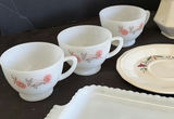 Assorted Vintage Floral Milk Glass Serving Trays and Tea Set Pieces - thumbnail 2 of 9