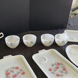 Assorted Vintage Floral Milk Glass Serving Trays and Tea Set Pieces - thumbnail 7 of 9