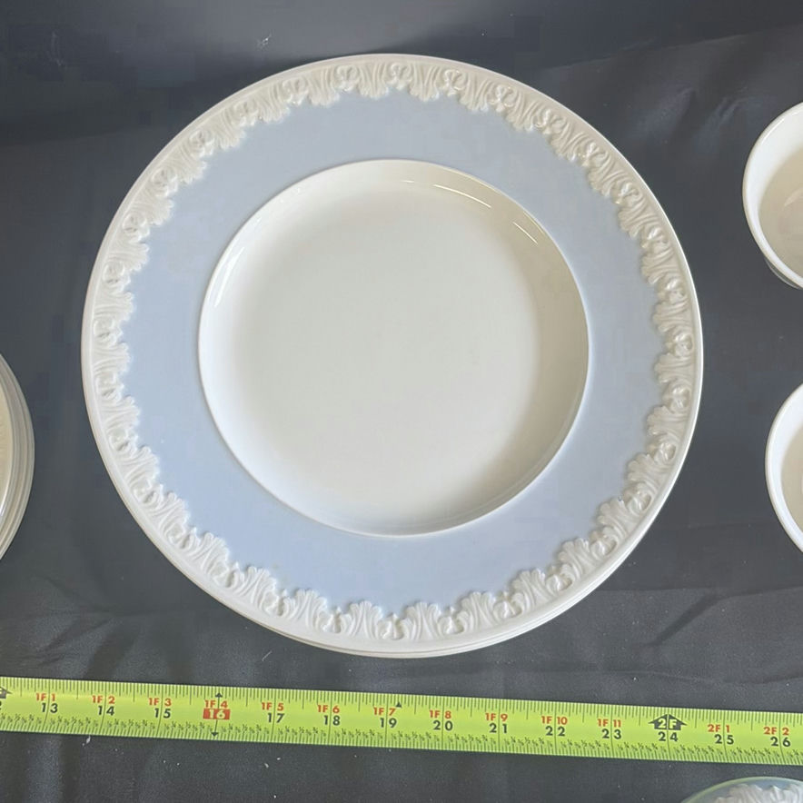 Blue and White Dinnerware Set with Plates, Cups, Teapot, and Creamer - image 6 of 12