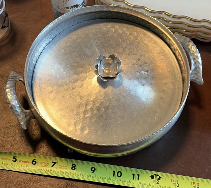 Assorted Vintage Glassware, Serving Trays, Bowls, Cups, and Metal Serving Dish - image 2 of 8