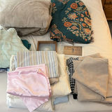 Assorted Bedding, Curtains, and Clothing Items - thumbnail 1 of 11