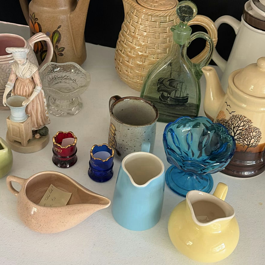 Assorted Ceramic and Glass Decorative Pitchers, Teapots, and Figurines - image 3 of 9