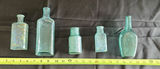 Collection of Five Aqua Glass Bottles - thumbnail 1 of 5