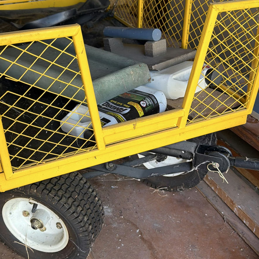 Yellow Utility Garden Cart with Assorted Yard and Workshop Items - image 3 of 5