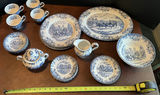 Blue and White Transferware Dinnerware Set - thumbnail 1 of 13