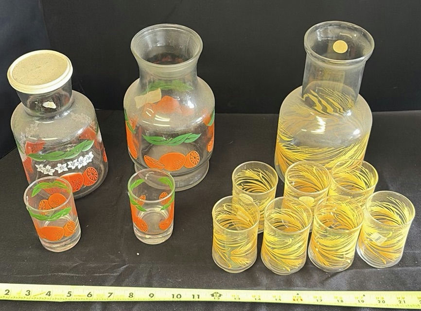 Vintage Glass Beverage Carafes and Drinking Glasses - image 1 of 5