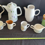 Assorted Ceramic Coffee Pots, Cups, Pitchers, and Glass Bowl - thumbnail 3 of 9