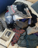 Assorted Clothing Items, Body Pillow, and HomeTrends Garment Bag - thumbnail 1 of 6