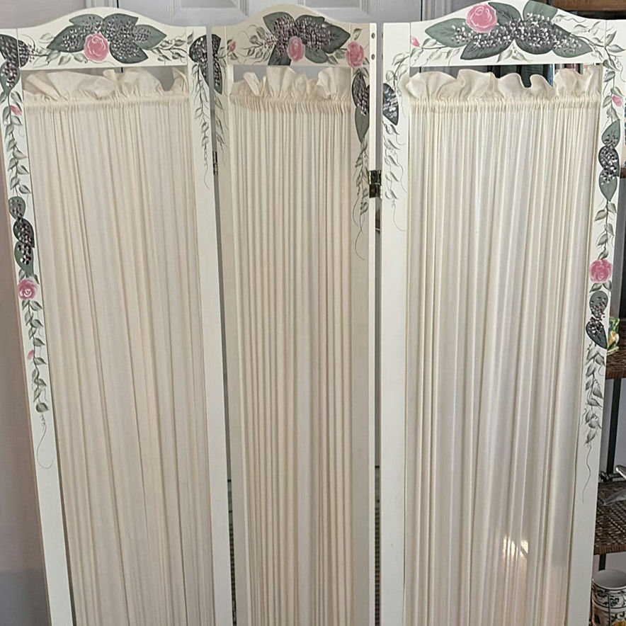 Decorative Folding Screen and Two-Drawer Filing Cabinet - image 2 of 7