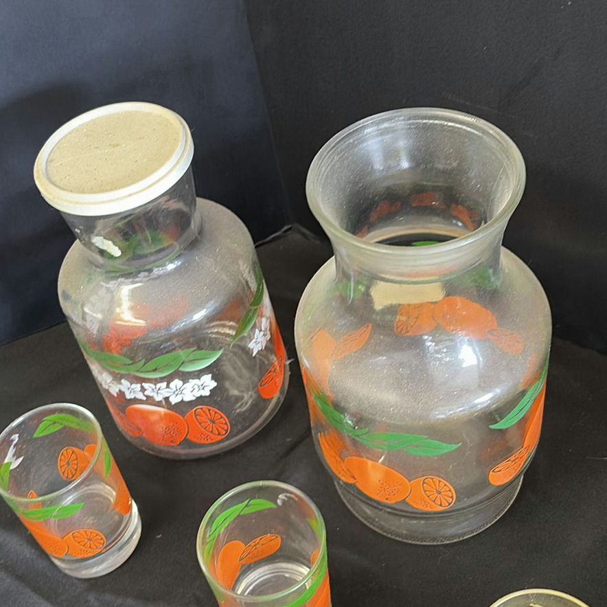 Vintage Glass Beverage Carafes and Drinking Glasses - image 5 of 5