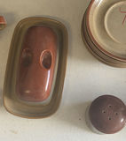 Stoneware Dinnerware Set with Cups, Plates, Bowls, Pitcher, Butter Dish, and Covered Container - thumbnail 4 of 8