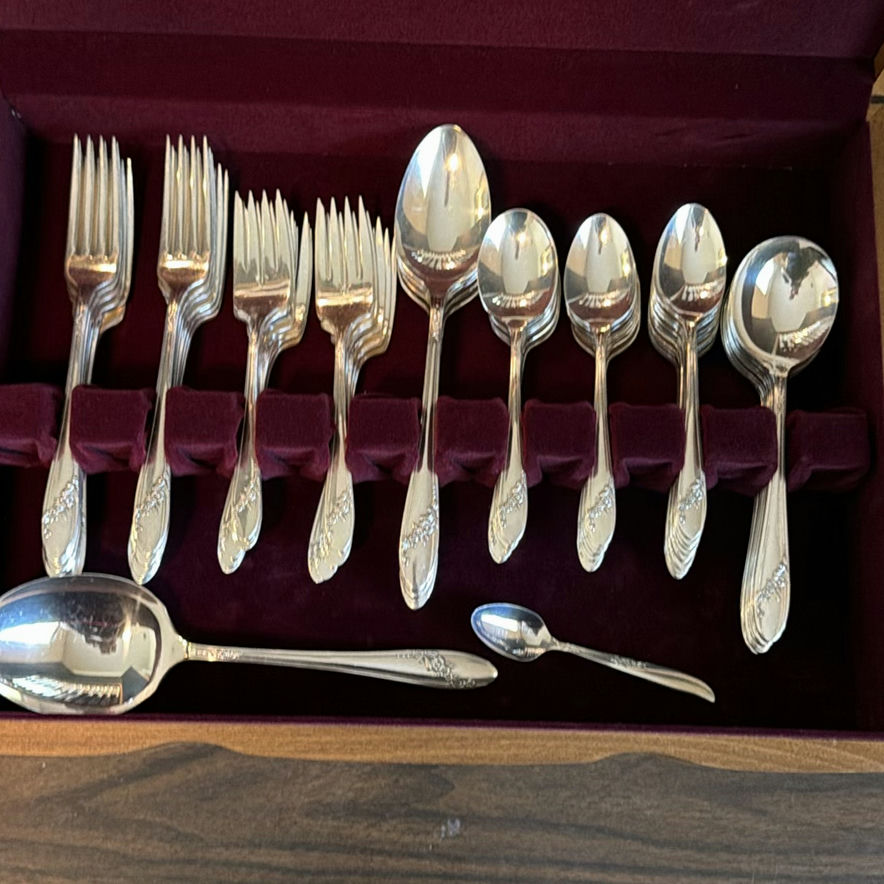 Silverplated Flatware Set with Wooden Storage Case - image 2 of 9